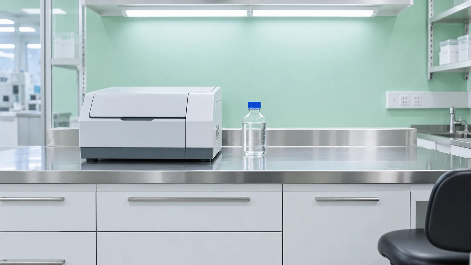Illustrative generic mint laboratory workbench, not a mescreen™ facility