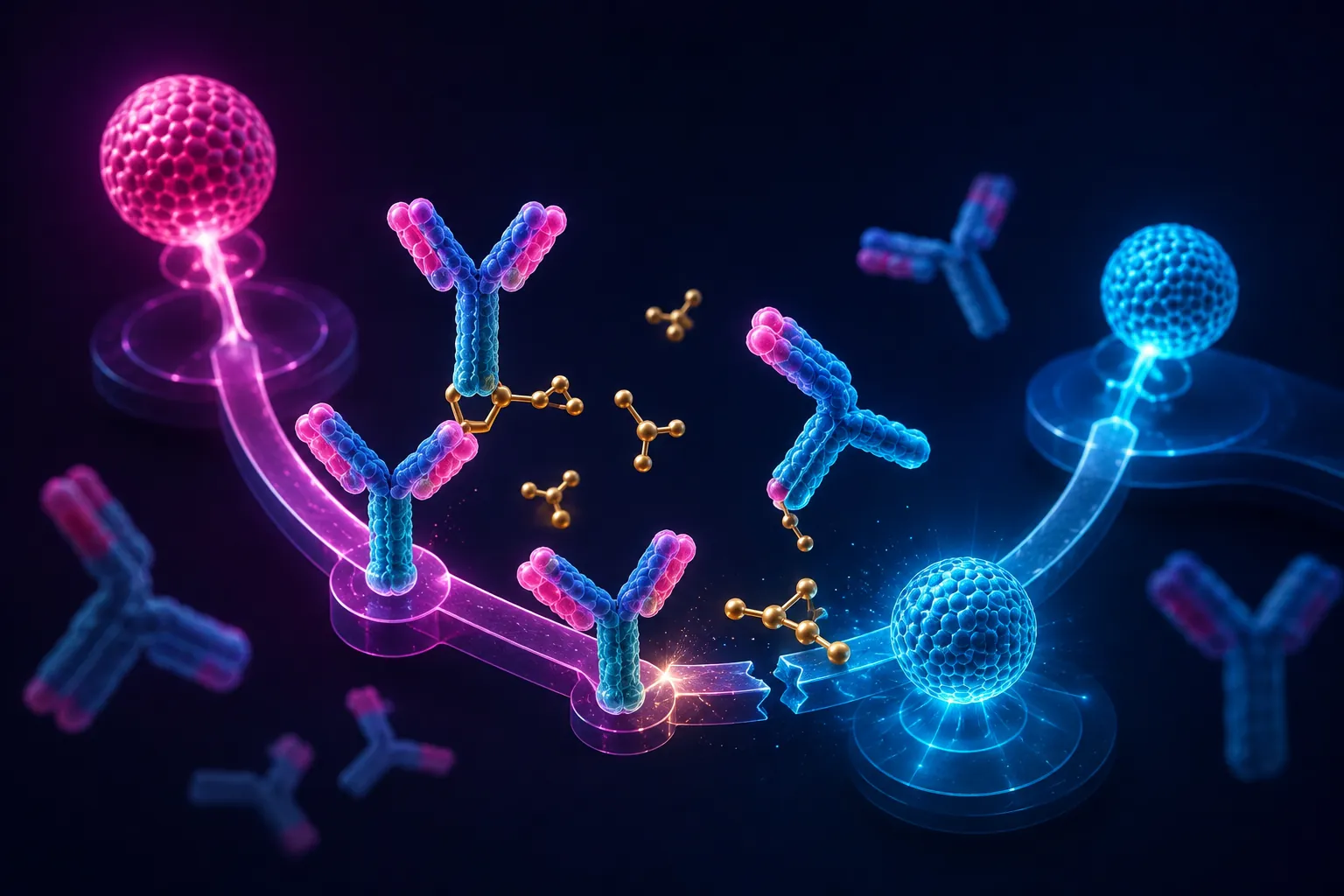 Scientific illustration of biotin interference in an assay pathway