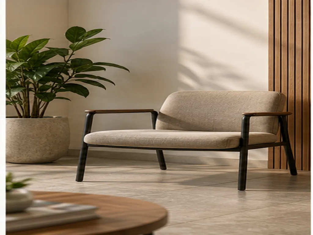 Quiet waiting chair beside a green plant