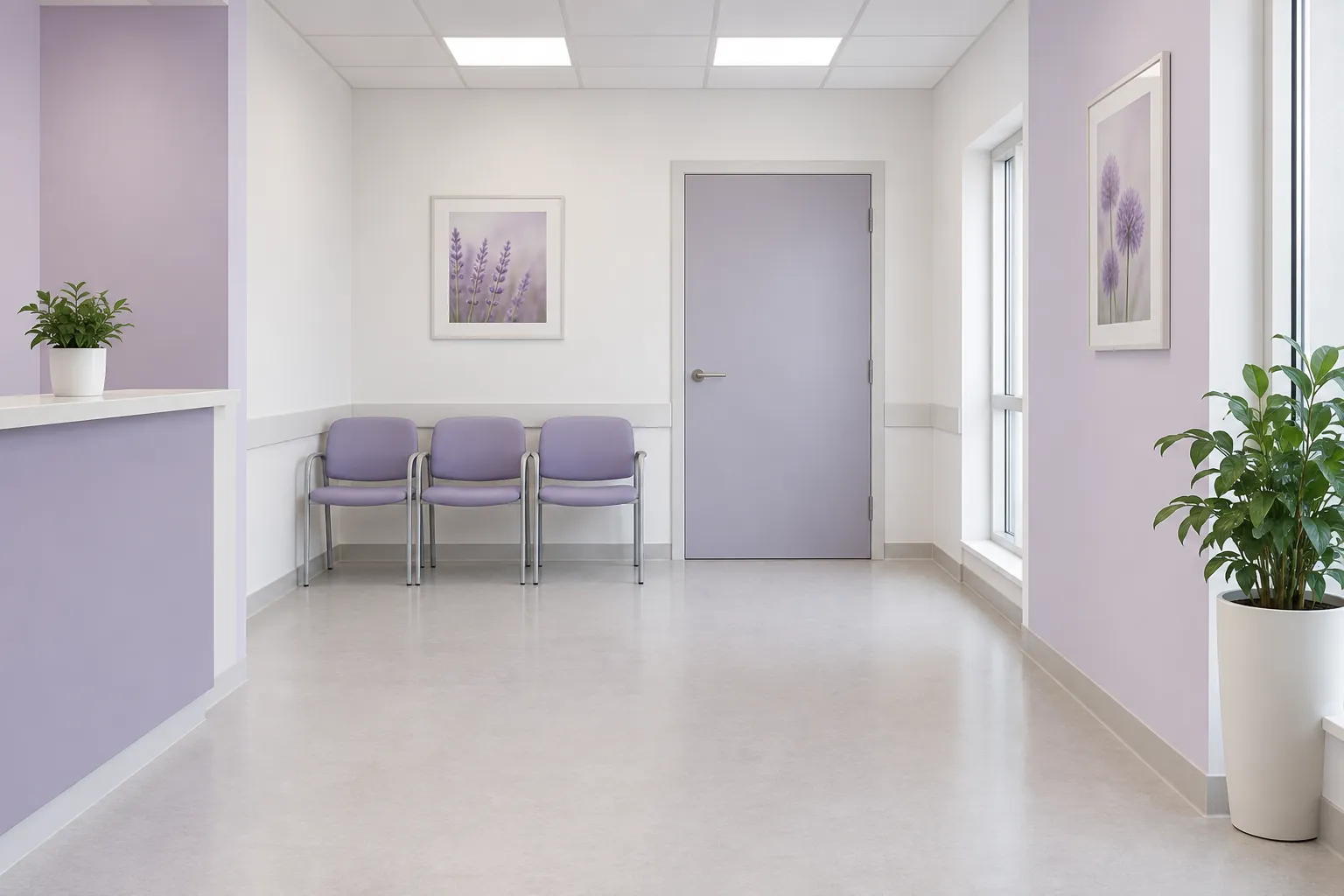 Illustrative empty healthcare waiting area, not mescreen™ premises or a claim that it provides consultations