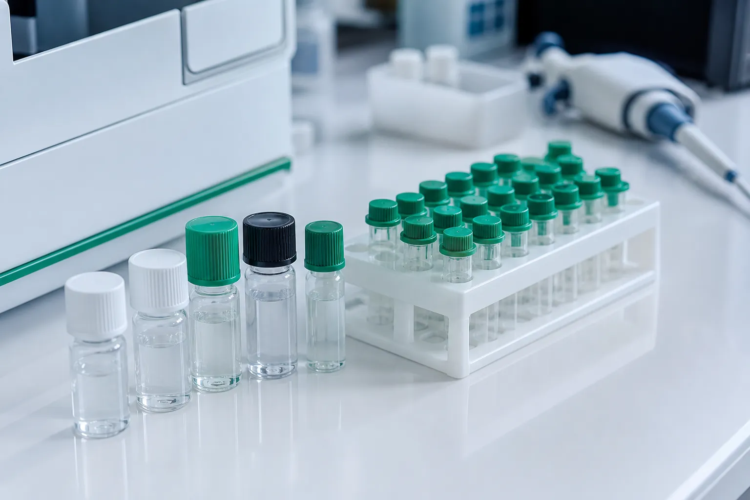 Quality-control equipment on a clean clinical laboratory bench