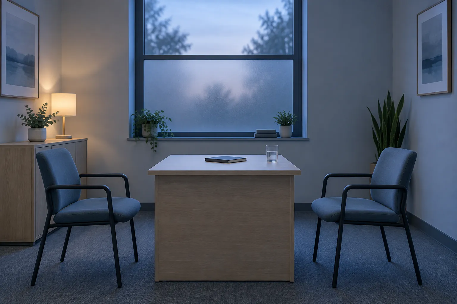Illustrative empty consultation room, not mescreen™ premises or a claim about its services