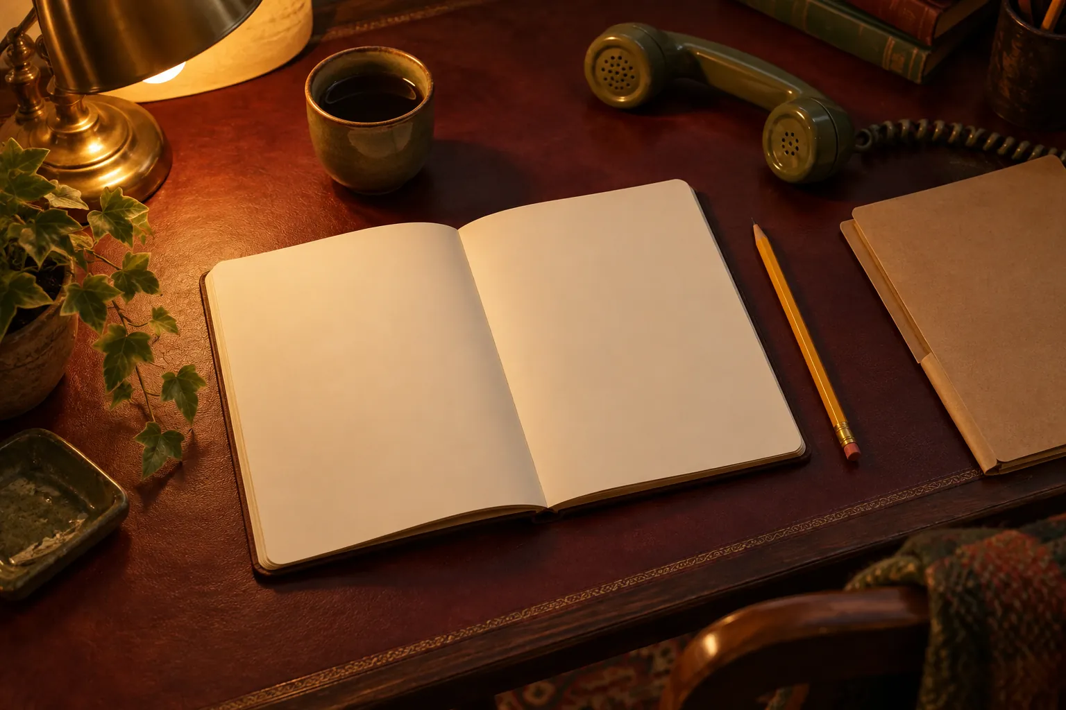 Illustrative blank notebook and telephone for preparing questions, with no test results shown