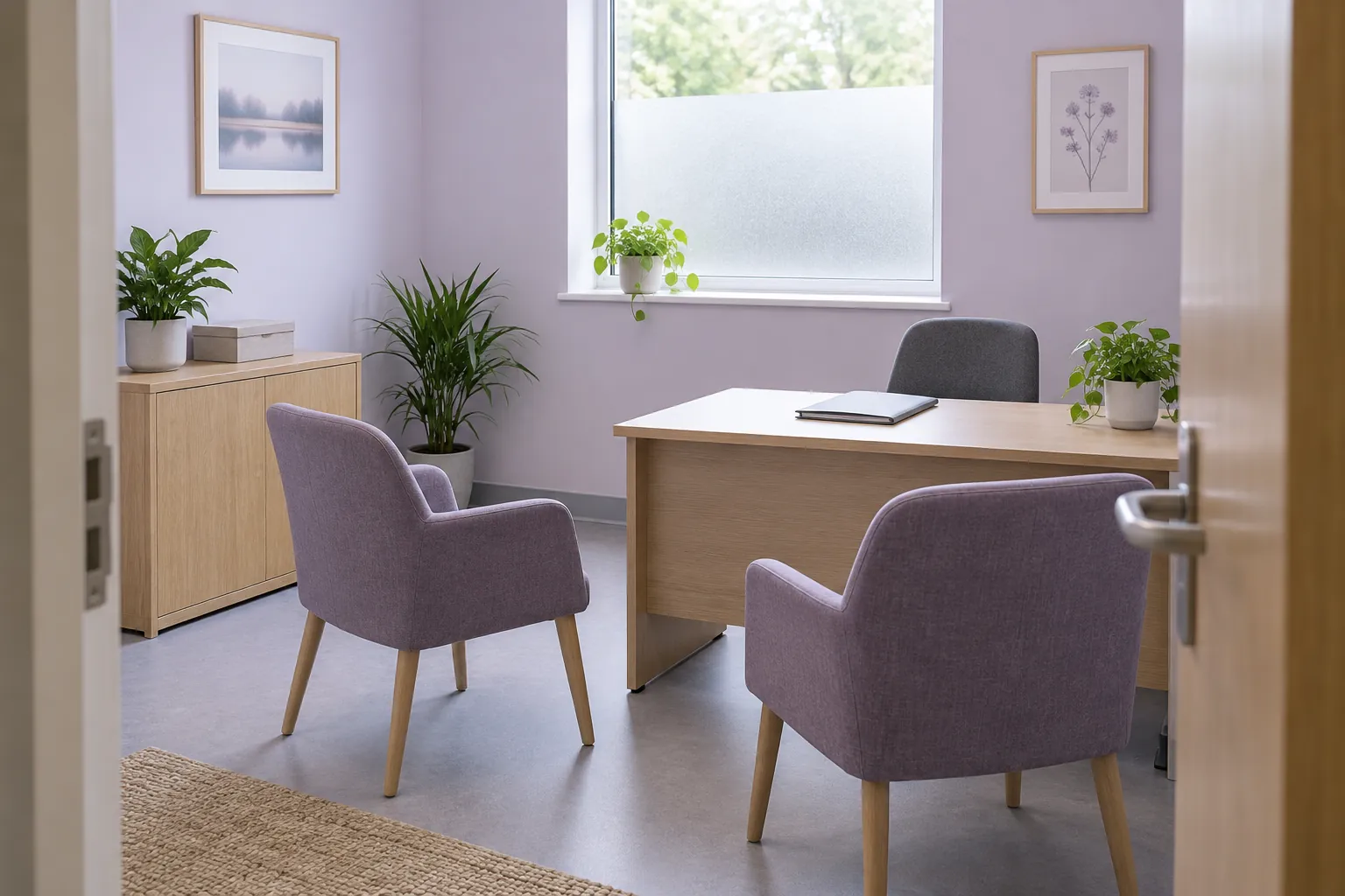 Illustrative empty consultation room, not mescreen™ premises or a claim about its services
