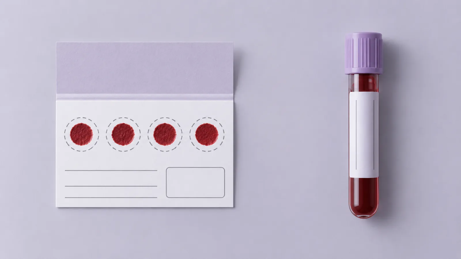 Dried blood spot card separate from a conventional folate blood sample