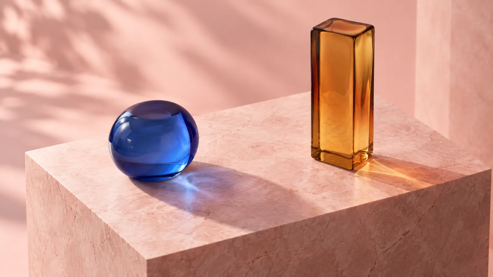 Abstract contrasting glass forms representing separate measurements, not vitamins, a clinical diagram or test data