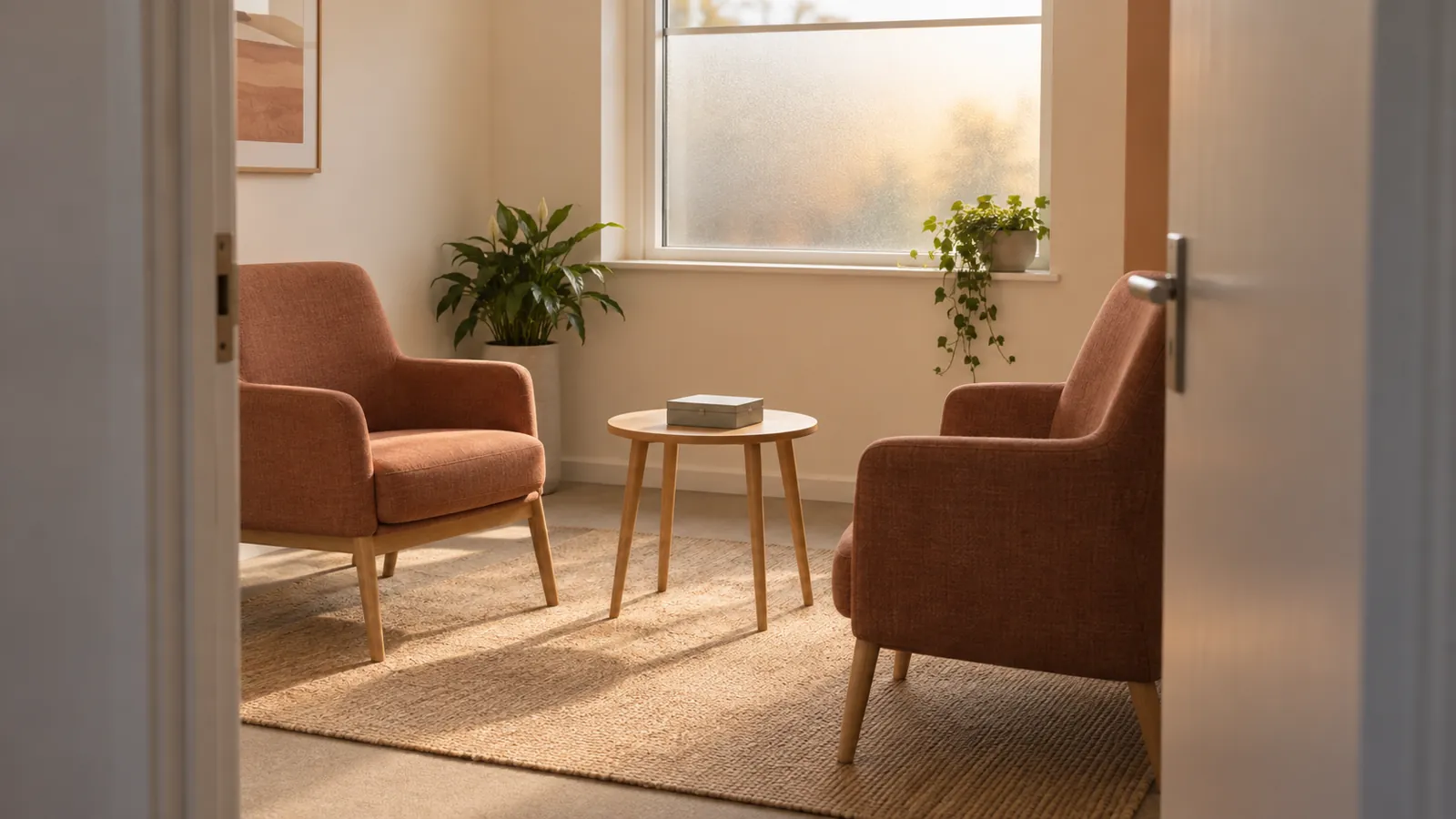 Illustrative empty consultation room, not mescreen™ premises or a claim that it provides clinical consultations
