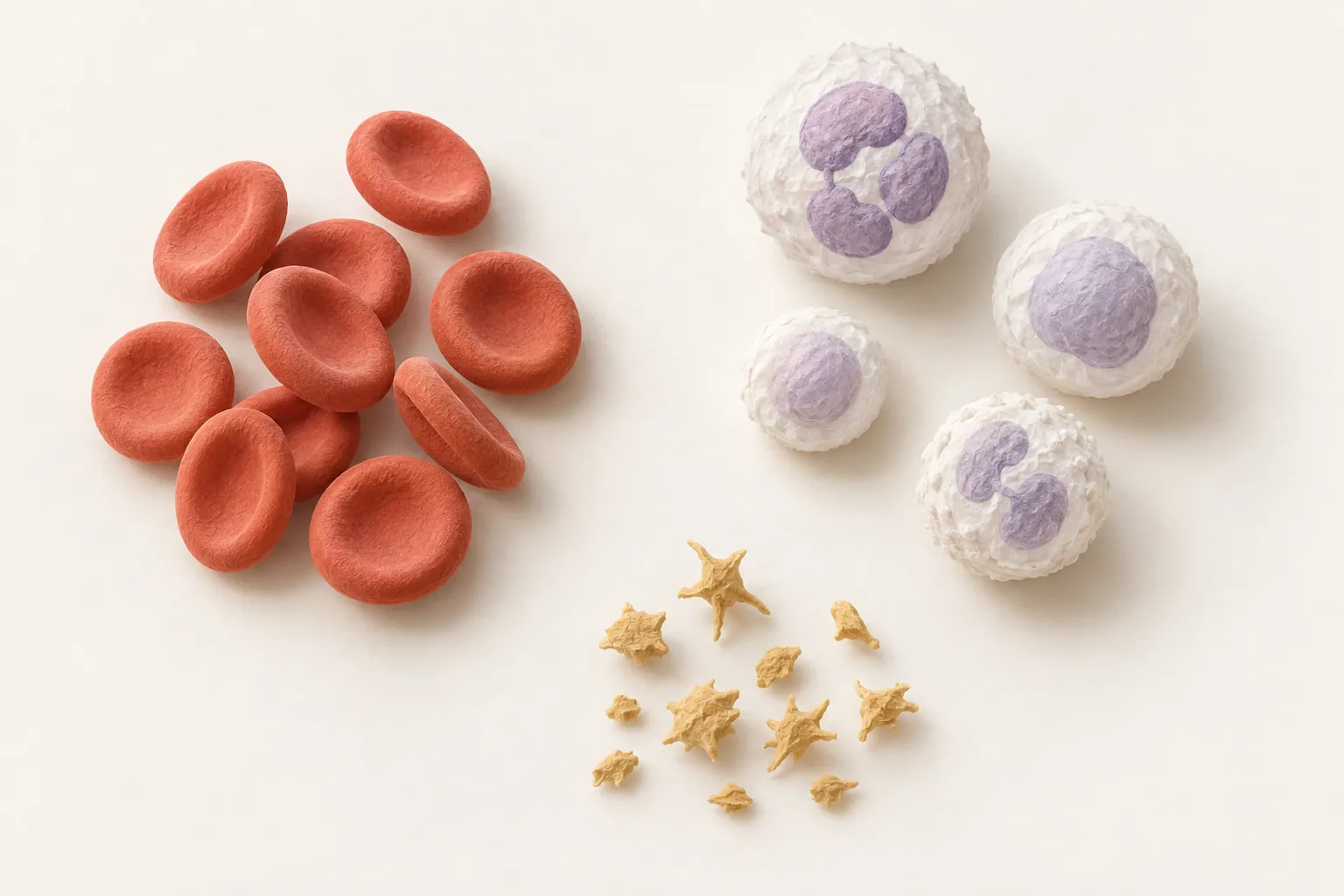 Abstract paper forms representing blood cell groups, not a scaled diagram, sample or test result