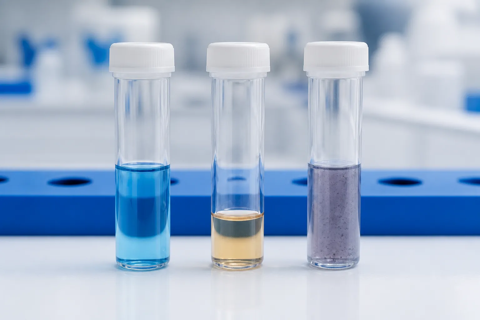 Laboratory concept showing correct, underfilled and damaged sample conditions