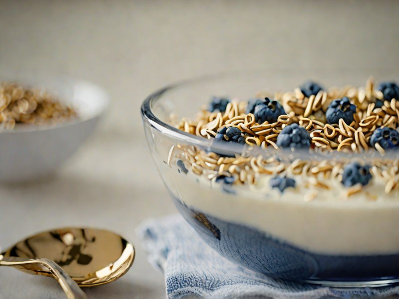 Calm UK breakfast scene with soft light and abstract mitochondrial energy shapes for a blood sugar and wellness article.