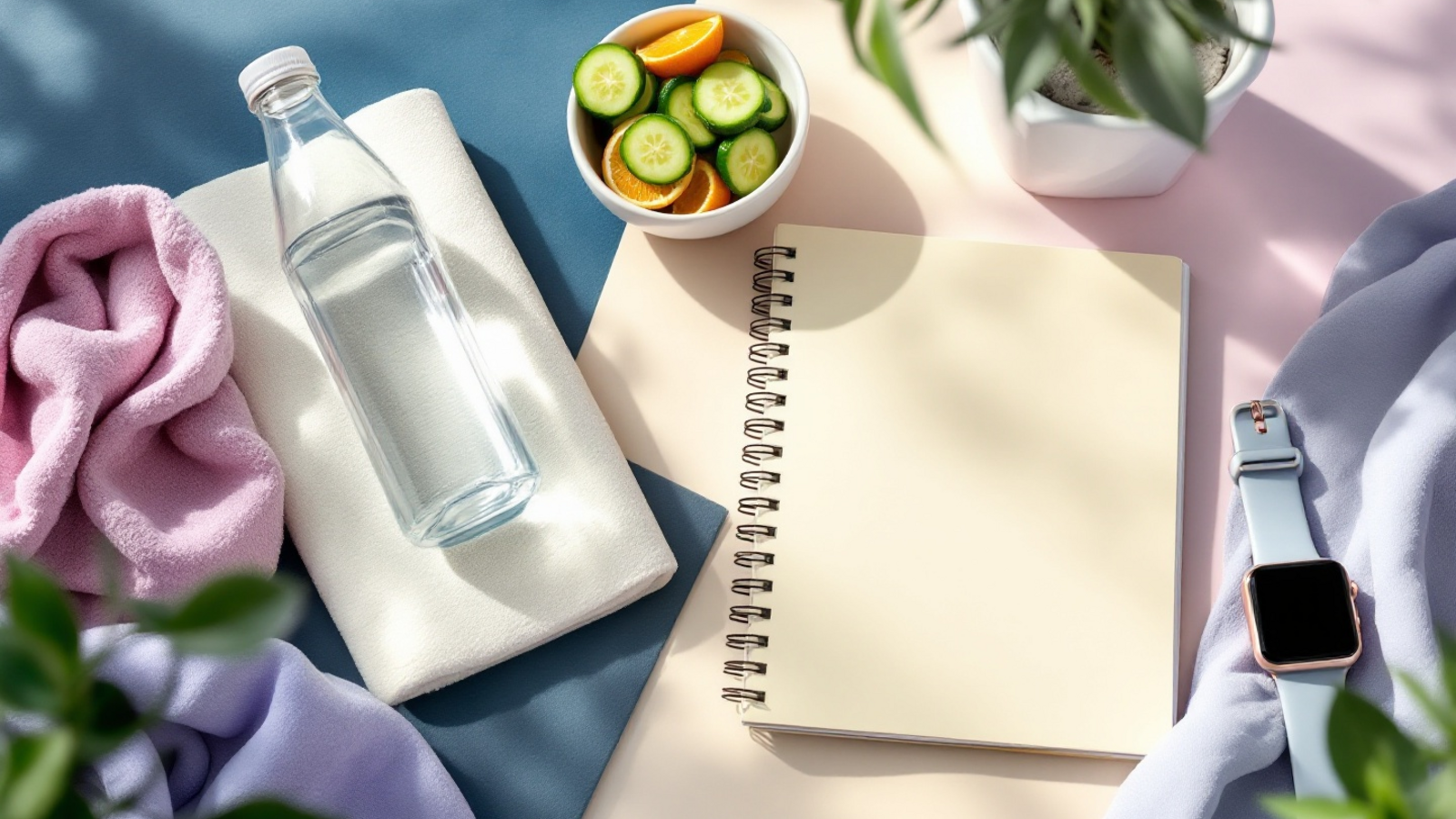 Hydration bottle, training notes and cellular energy graphic for a UK summer mitochondrial recovery guide.