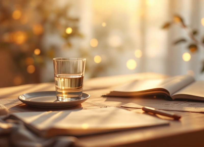 Calm evening table scene for a UK wellness article about late nights, meal timing and mitochondria.