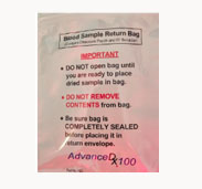 Sealed biohazard specimen bag ready for posting