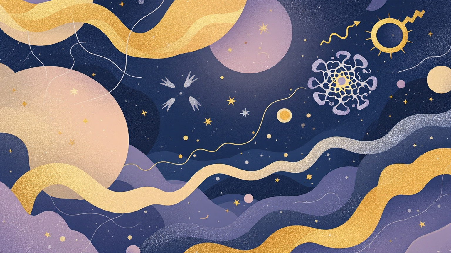 Editorial illustration showing stressed mitochondria and fragmented energy pathways.