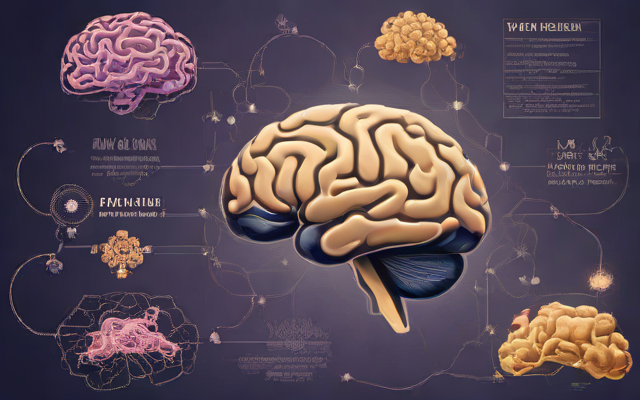 Abstract illustration of brain metabolism and cellular energy pathways.