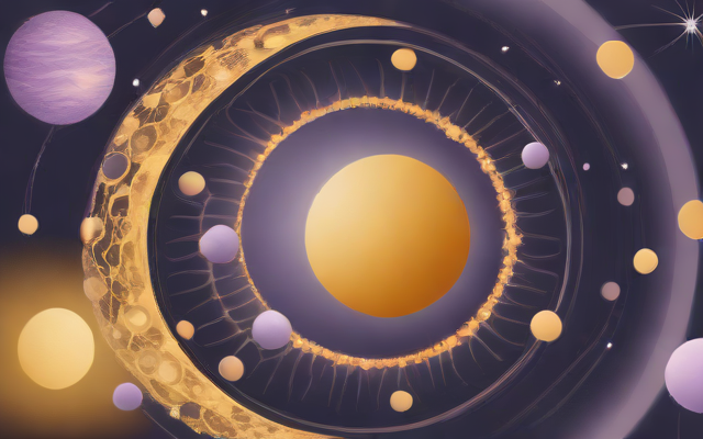Abstract illustration of a circadian clock, heart rhythm and mitochondria.