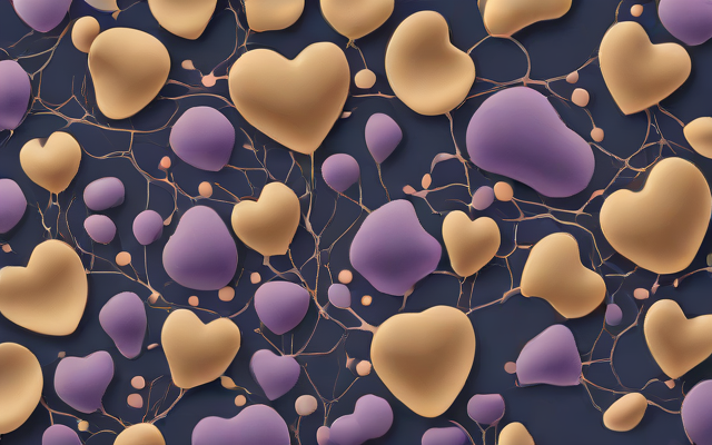 Abstract illustration of heart muscle cells and glucose metabolism.