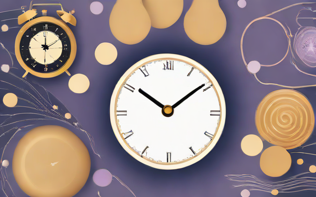 Abstract illustration of a clock, heart rhythm and mitochondria.